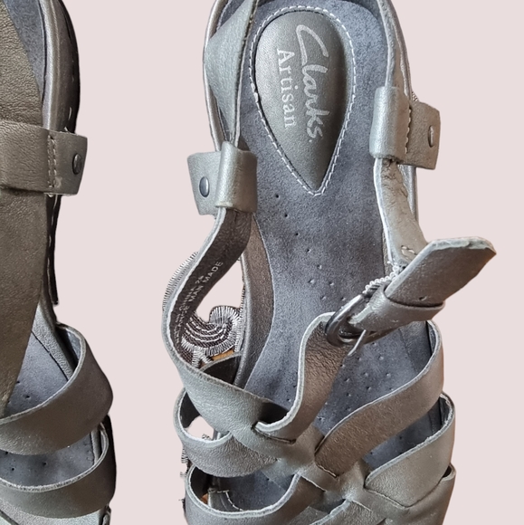 Clarks Artisan Platinum Leather Active Air Sandals - Picture 5 of 8